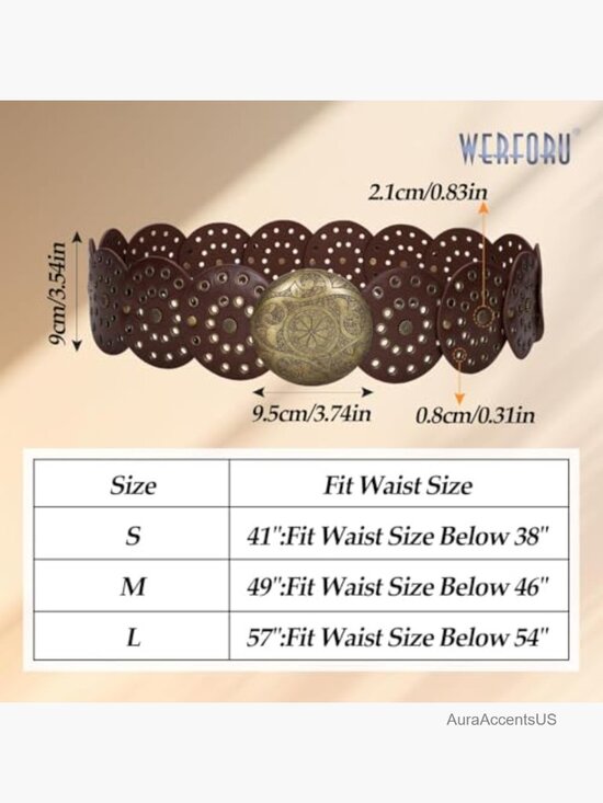 Vintage Leather Western Belt Disc Buckle Boho Waist Belt main image 4